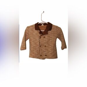 Vintage Tweed Brown and Cream Kids Double-Button Jacket